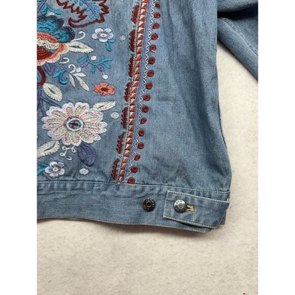 Johnny Was Workshop Jean Jacket Womens XL Oman Embroidered Floral - Picture 10 of 12
